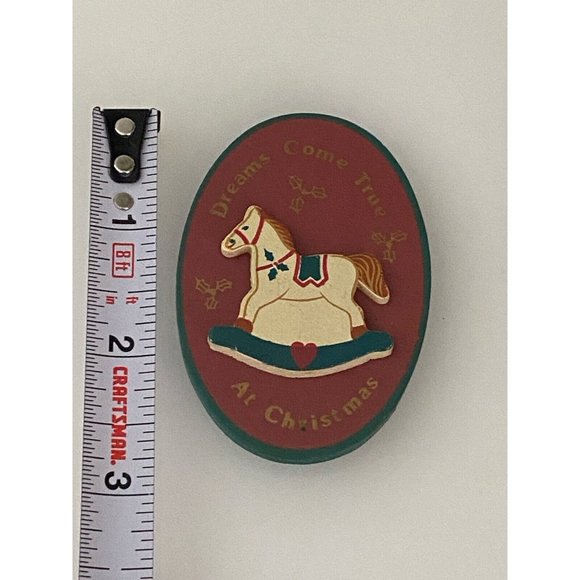 Vintage Russ Folk Art Style Wooden Wood Christmas Refrigerator Magnets Lot Of 2 - Picture 7 of 16